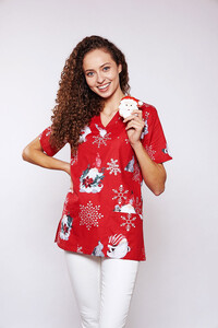 Christmas Top Dwarf and Snowflake on the red background 