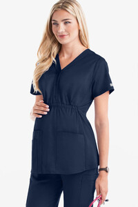 Butter Soft Stretch Side Panels  Maternity Scrub Top Navy