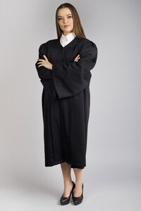 Narrow Sleeves Master Gown  black fastening 