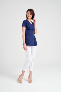 Claudia navy beauty uniform with white trimming