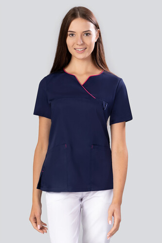 Select Medical Top Dark Navy With Pink Trimming 