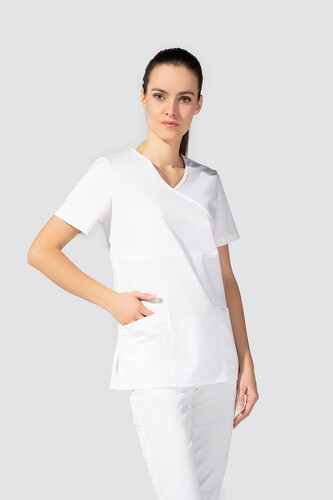 Ladie's Scrub Top White FLEX ZONE   