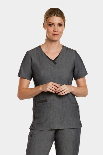 Contrast Layered V-Neck Top Maevn Grey