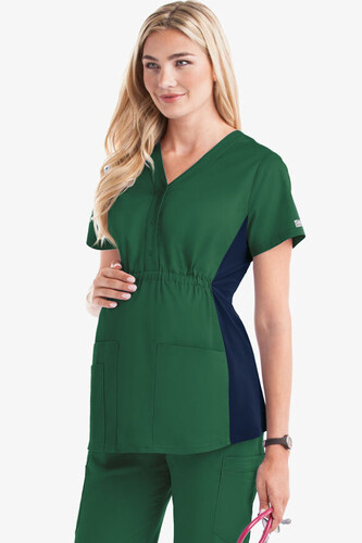 Butter Soft Stretch Side Panels  Maternity Scrub Top Hunter