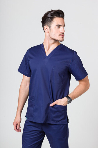 Men's 3-Pocket V-Neck Scrub Tops  Sunrise Navy