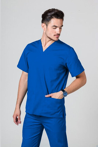 Men's 3-Pocket V-Neck Scrub Tops  Sunrise Royal Blue