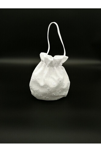 Satin bag with lace