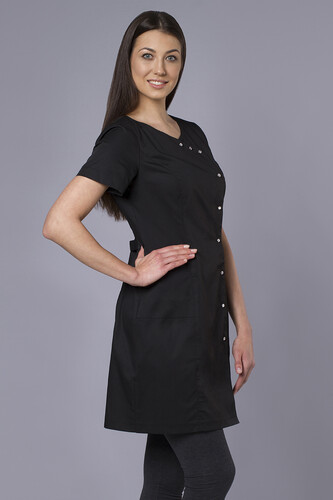 Round-neck press button black tunic Naomi