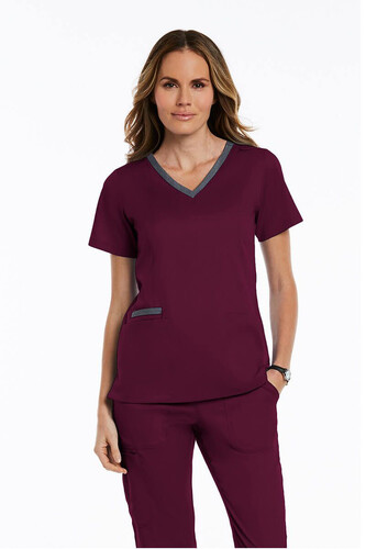 Contrast Double V-Neck Top Maevn Wine