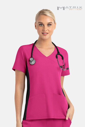 Maevn Matrix Impulse Womens V-Neck Top Hot Pink